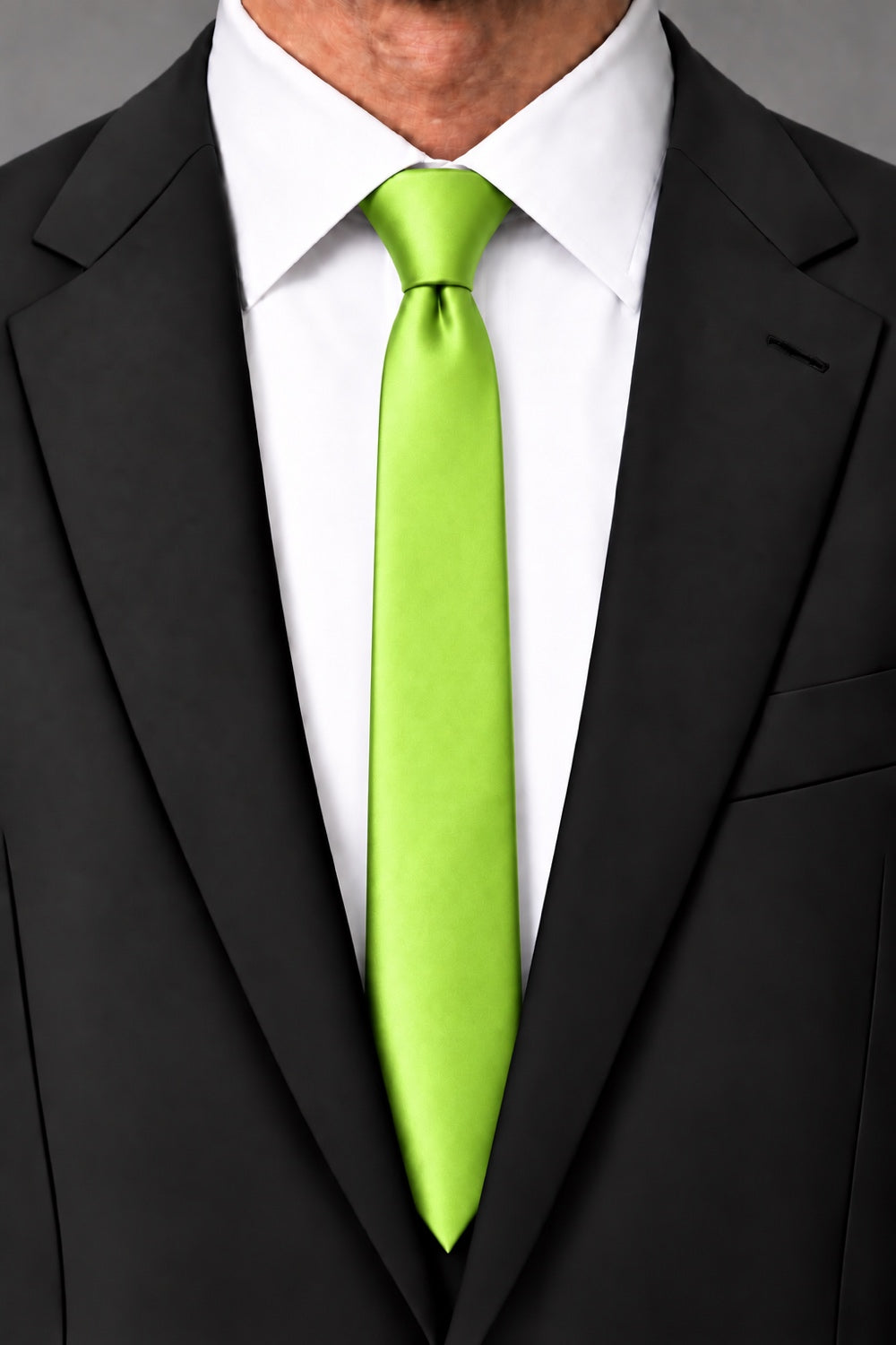 Cardi Lime Luxury Satin Skinny Necktie
