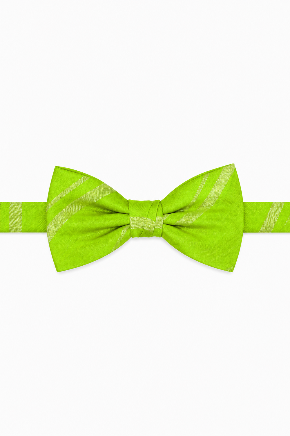 Cardi Pre-Tied Lime Striped Satin Bow Tie
