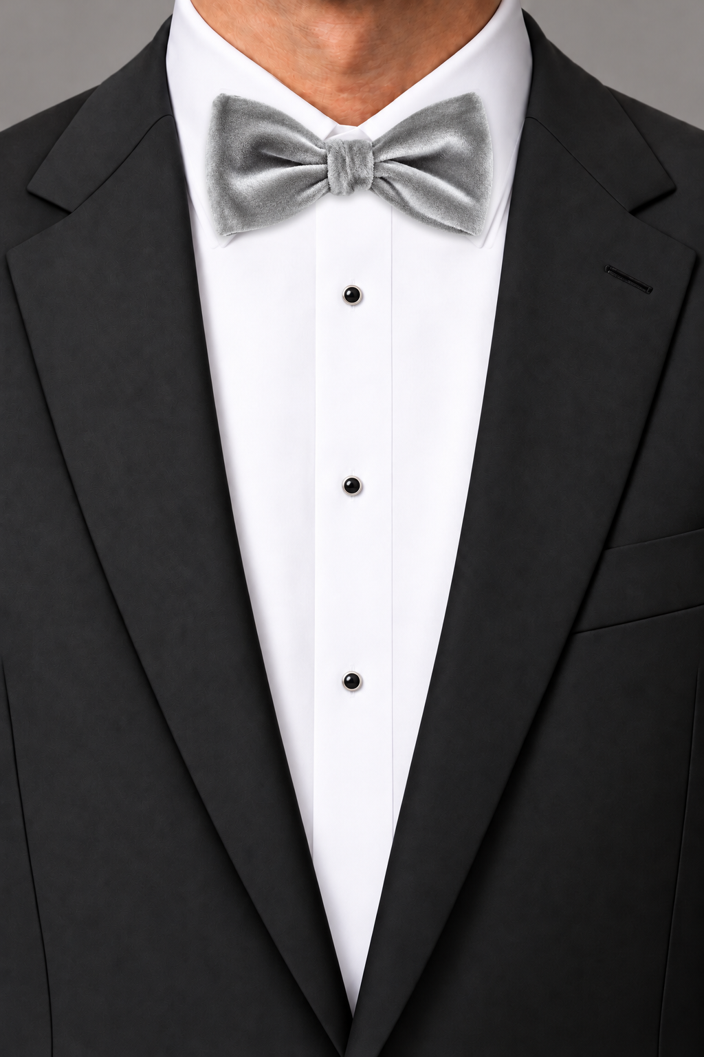 Larr Brio "Luxor" Grey Velvet Bow Tie