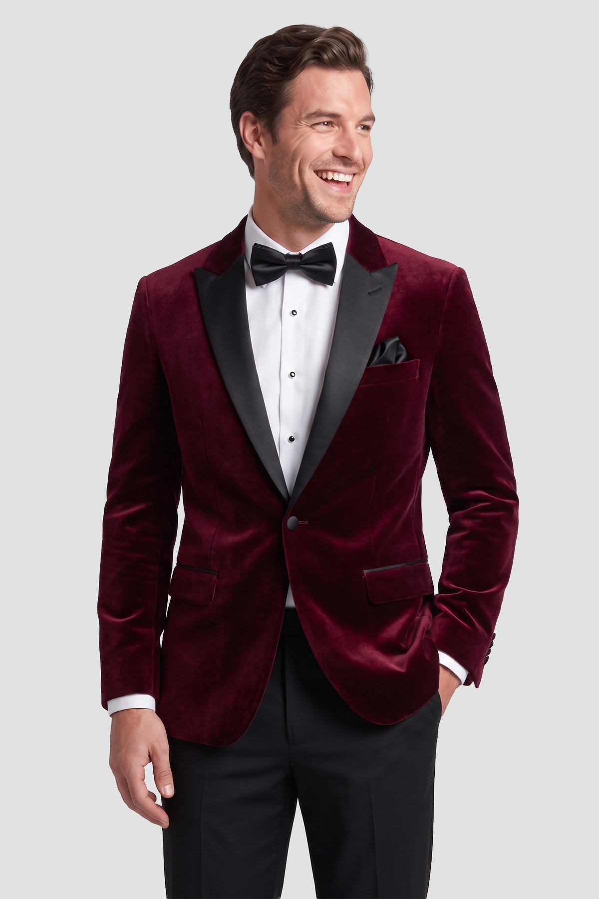 Mark of Distinction "Luxor" Burgundy Velvet Tuxedo Jacket (Separates)