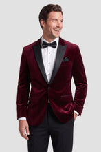 Mark of Distinction "Luxor" Burgundy Velvet Tuxedo Jacket (Separates)