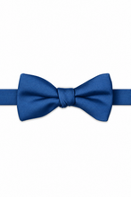 Marine Blue Modern Solid Bow Tie - pre-tied bow tie, front view