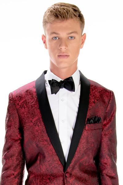 Mark of Distinction "Aries" Apple Red Paisley Shawl Tuxedo Jacket (Separates)