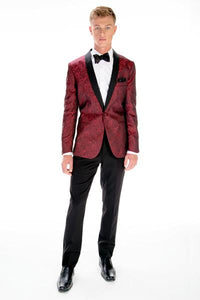 Mark Of Distinction "Aries" Apple Red Paisley Shawl Tuxedo Jacket (Separates)