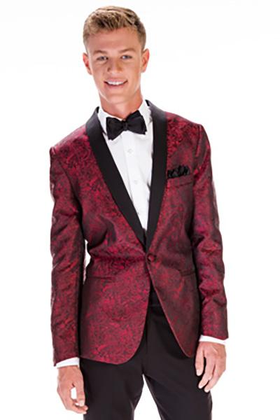 Mark of Distinction "Aries" Apple Red Paisley Shawl Tuxedo Jacket (Separates)