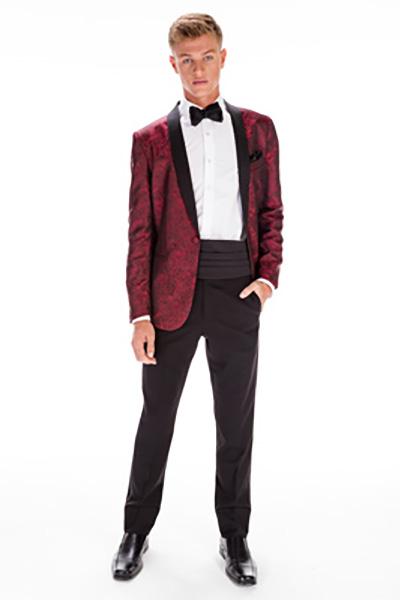 Mark of Distinction "Aries" Apple Red Paisley Shawl Tuxedo Jacket (Separates)