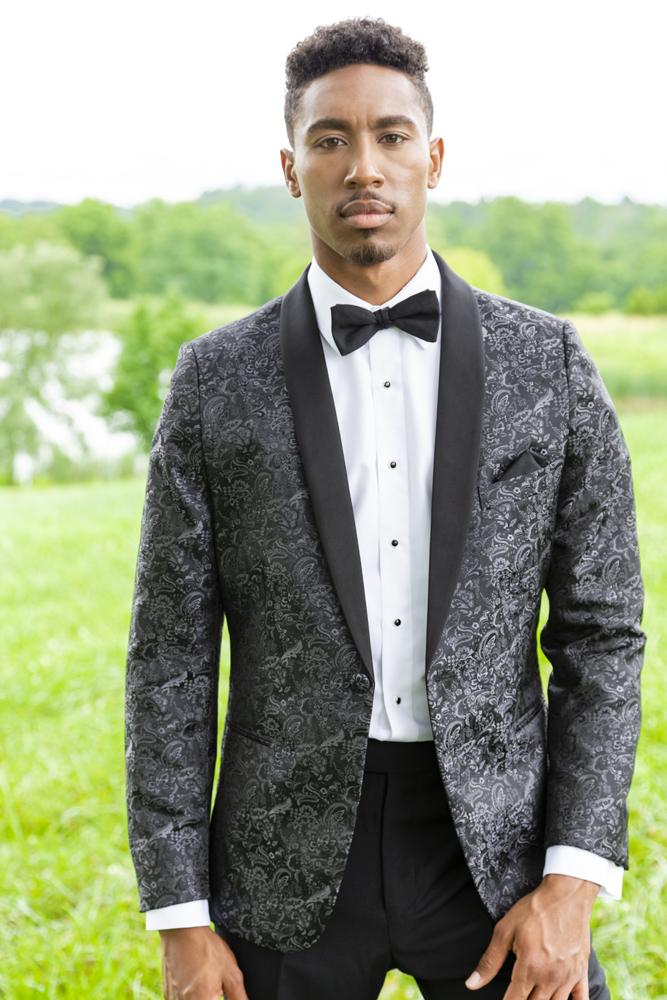 Mark of Distinction "Aries" Granite Paisley Shawl Tuxedo Jacket (Separates)