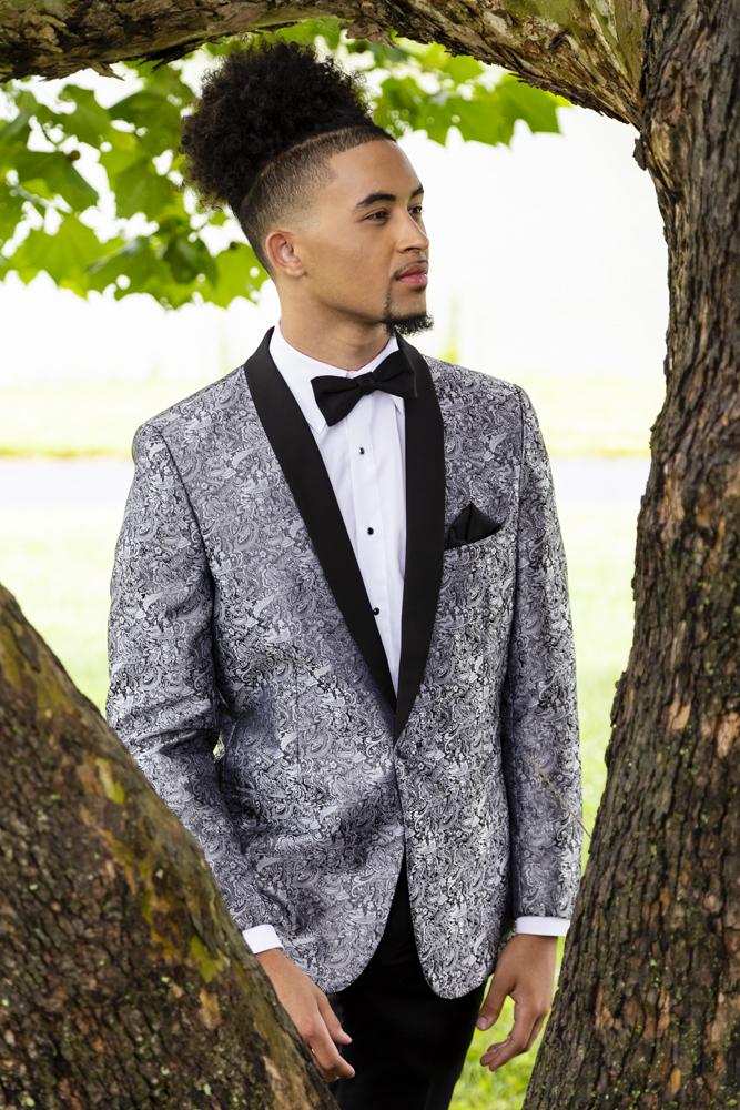 Mark of Distinction "Aries" Platinum Paisley Shawl Tuxedo Jacket (Separates)