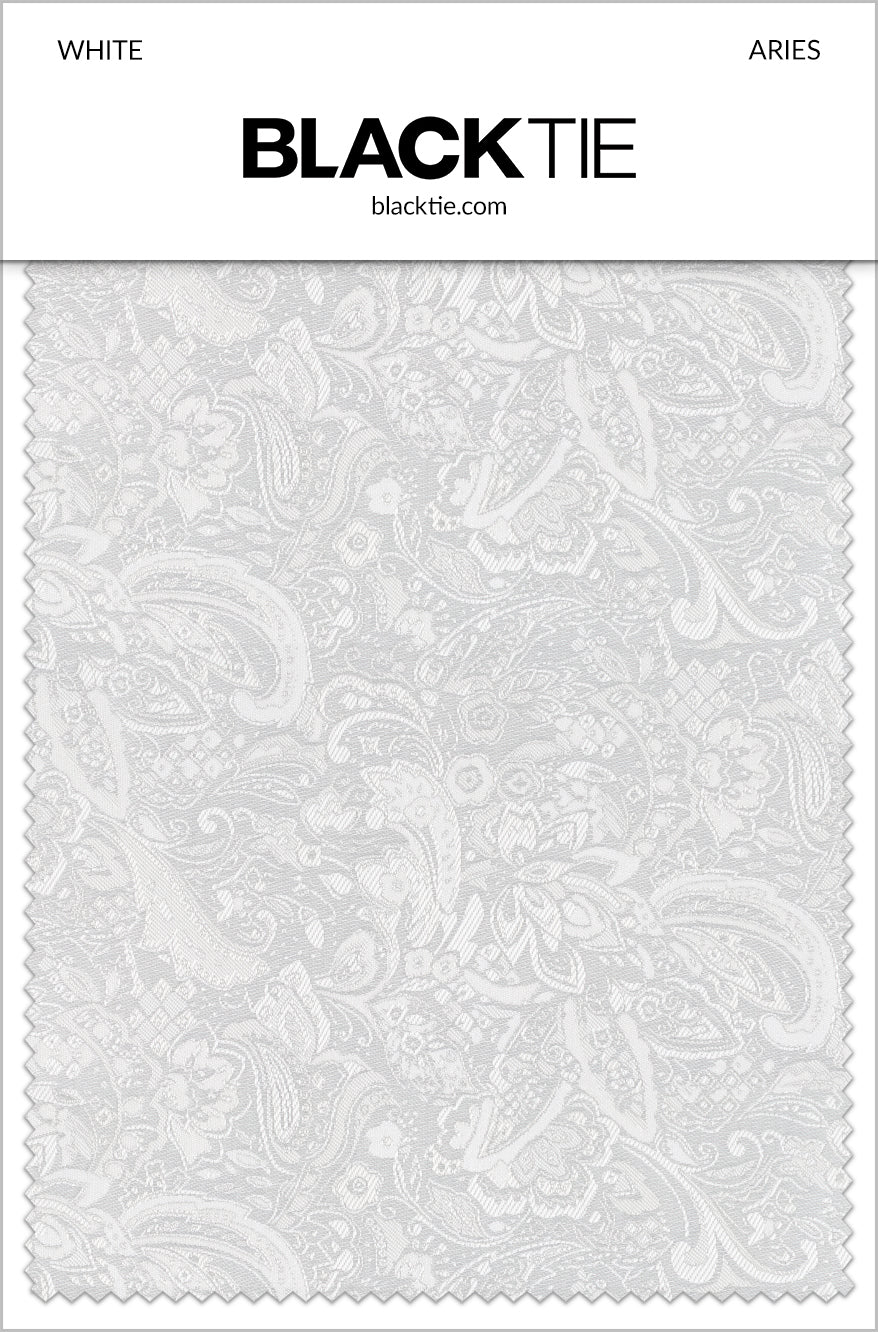 Mark of Distinction "Aries" White Paisley Black Lapel Shawl Tuxedo Jacket (Separates)