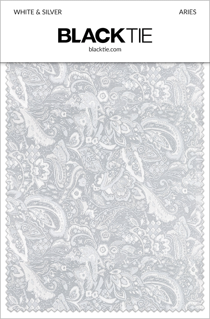 BLACKTIE White & Silver Aries Fabric Swatch