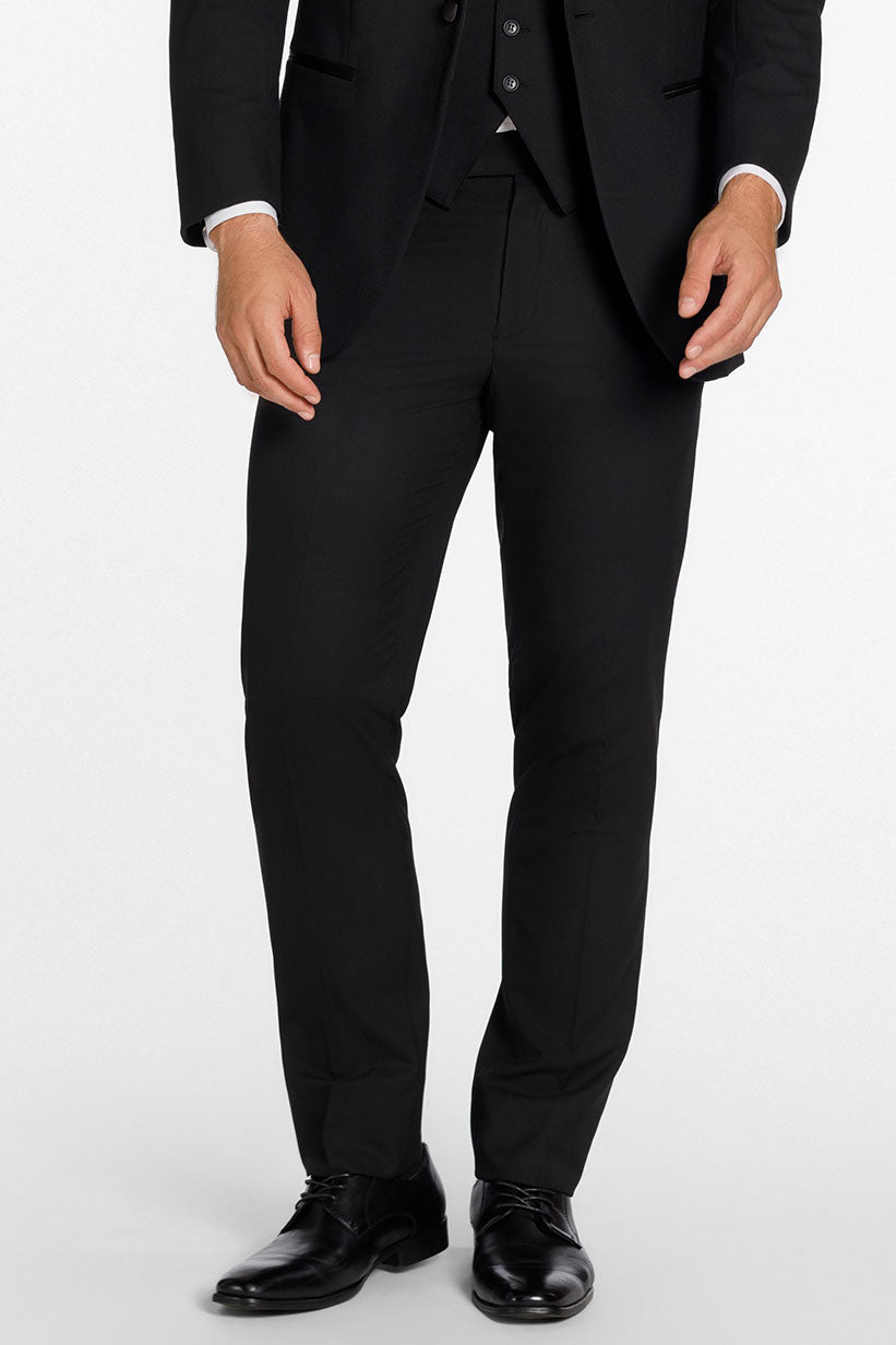 luxury dress pants Metro Black Luxury Wool Blend Suit Pants