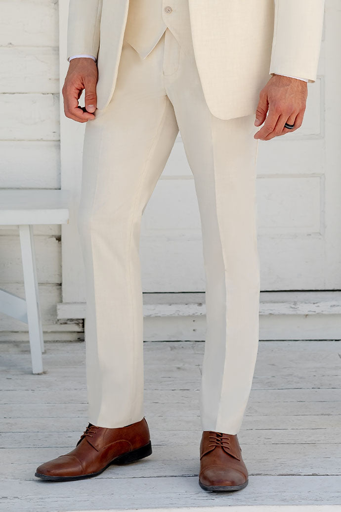 Mark of Distinction "Metro" Creme Luxury Blend Suit Pants