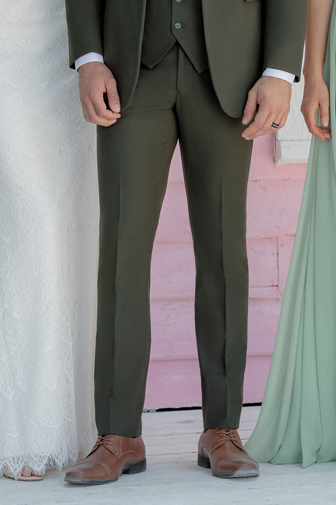 Mark of Distinction "Metro" Olive Green Luxury Blend Suit Pants