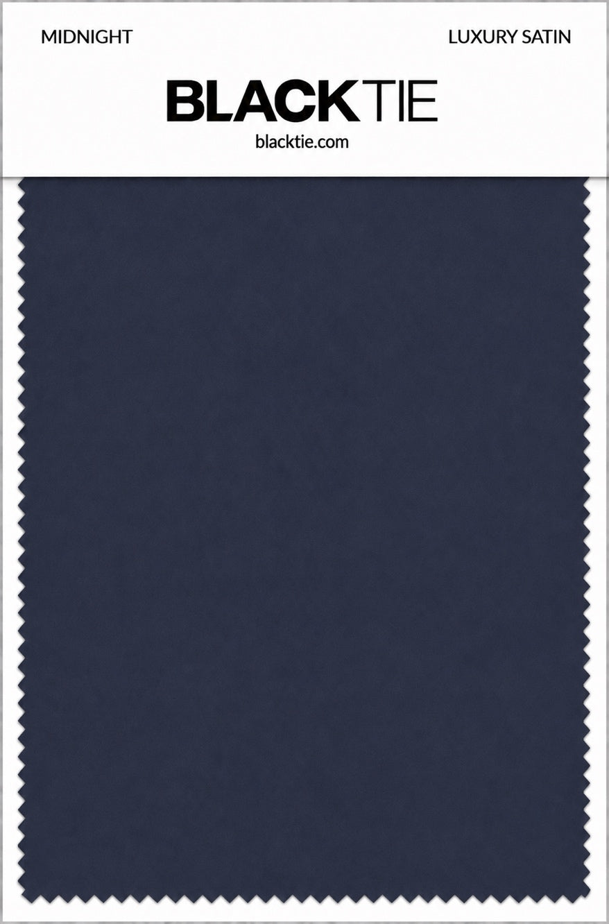 Midnight Blue Luxury Satin fabric swatch card