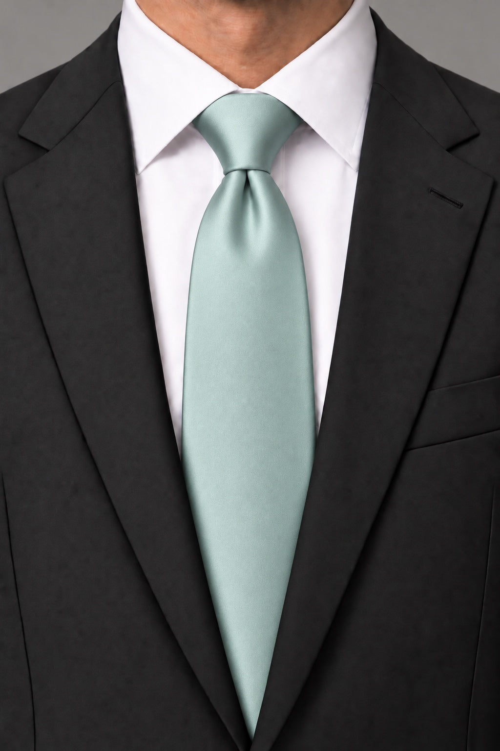 Allure Men Mint Solid Satin Silk Necktie