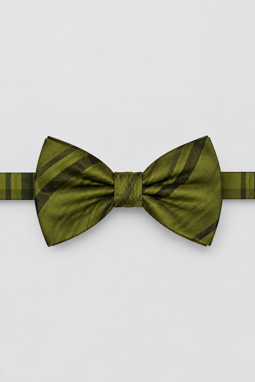 Cardi Pre-Tied Moss Striped Satin Bow Tie