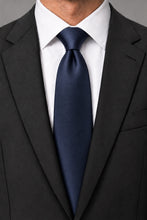 Allure Men Navy Solid Satin Silk Necktie