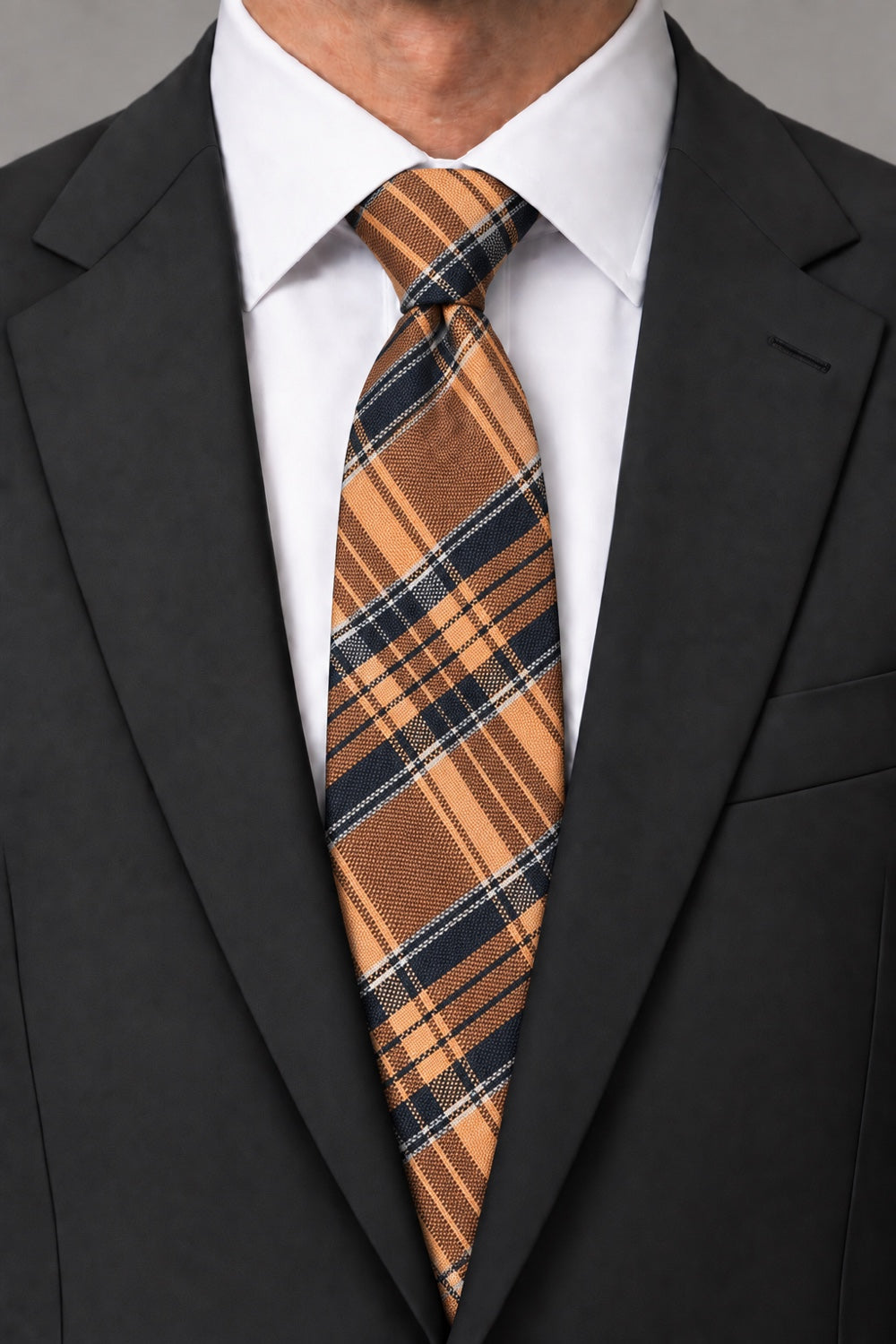 Cardi Orange Madison Plaid Necktie