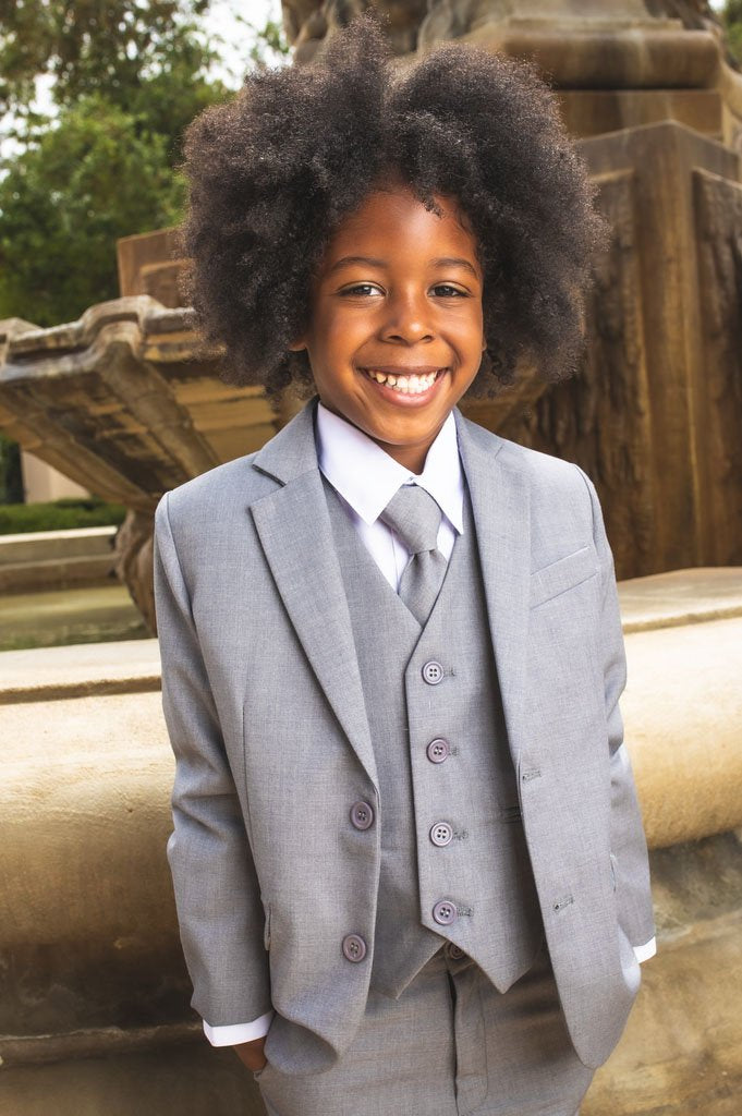 Peanut Butter Collection "007" Kids Heather Grey Suit 5-Piece Set