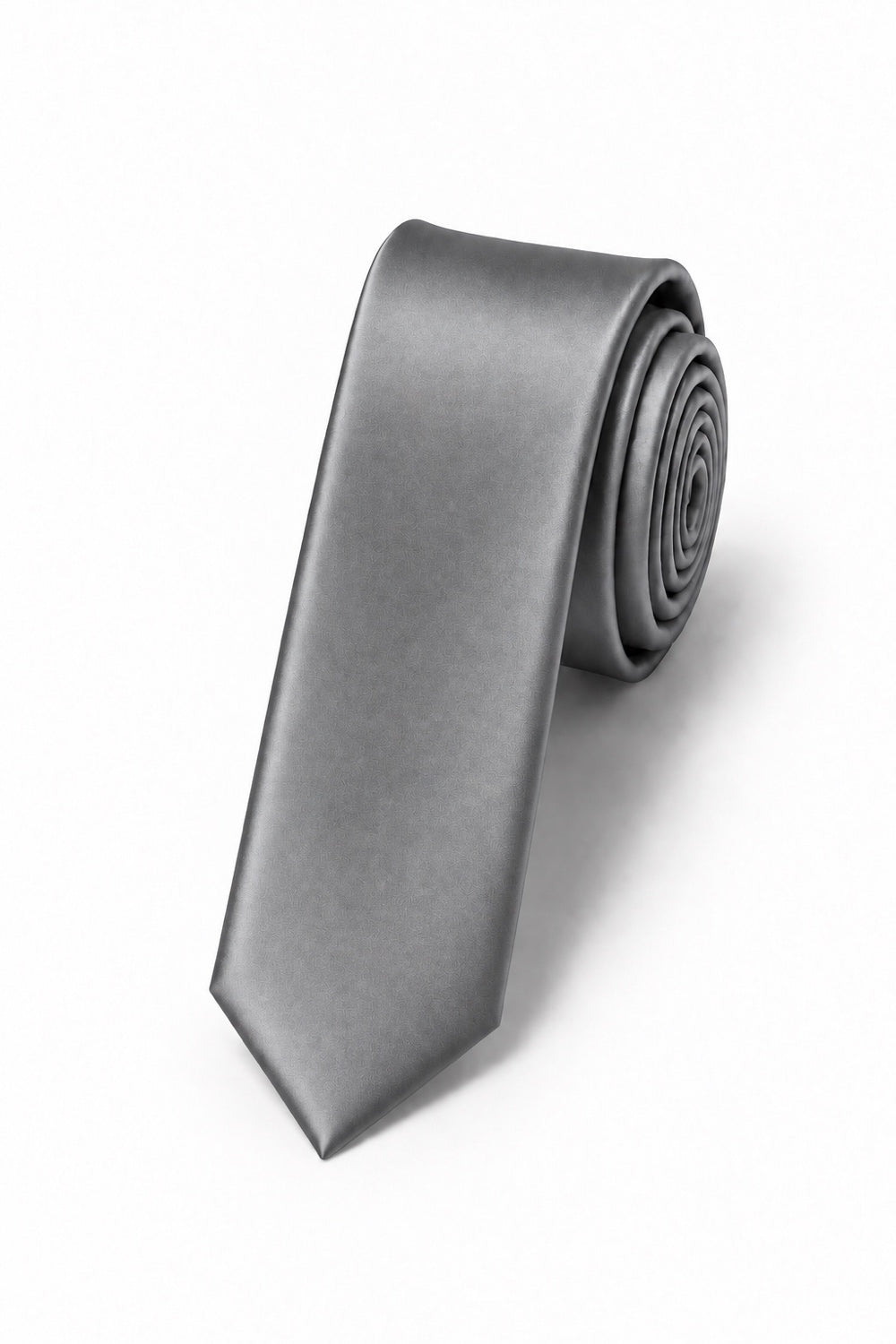 Cardi Pewter Luxury Satin Skinny Necktie