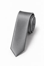 Cardi Pewter Luxury Satin Skinny Necktie