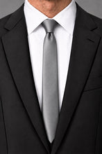 Cardi Pewter Luxury Satin Skinny Necktie