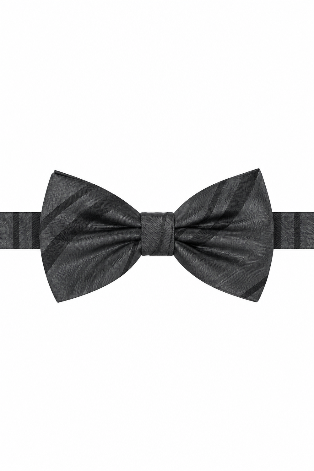 Cardi Pre-Tied Pewter Striped Satin Bow Tie