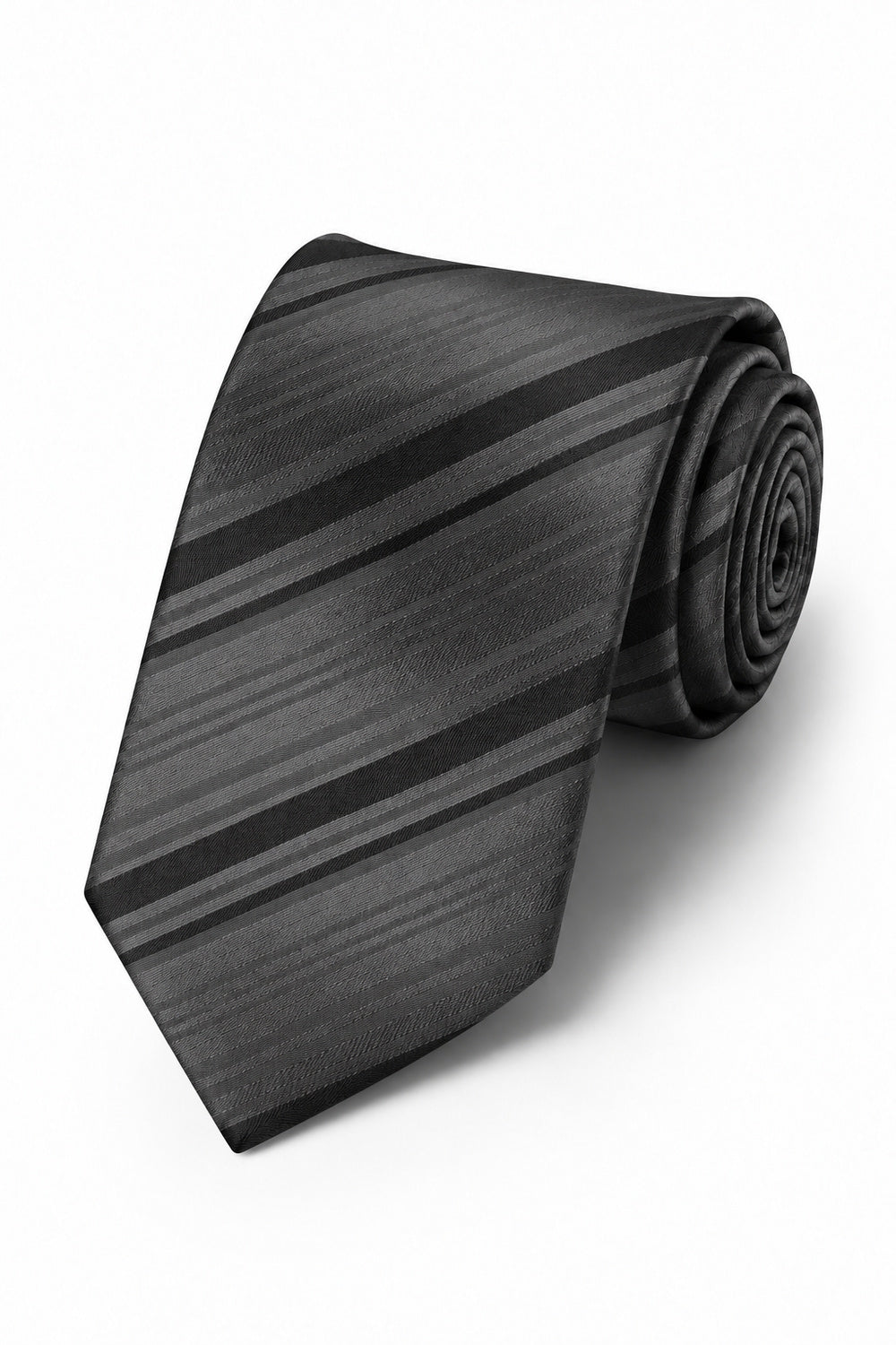 Cardi Pewter Striped Satin Necktie