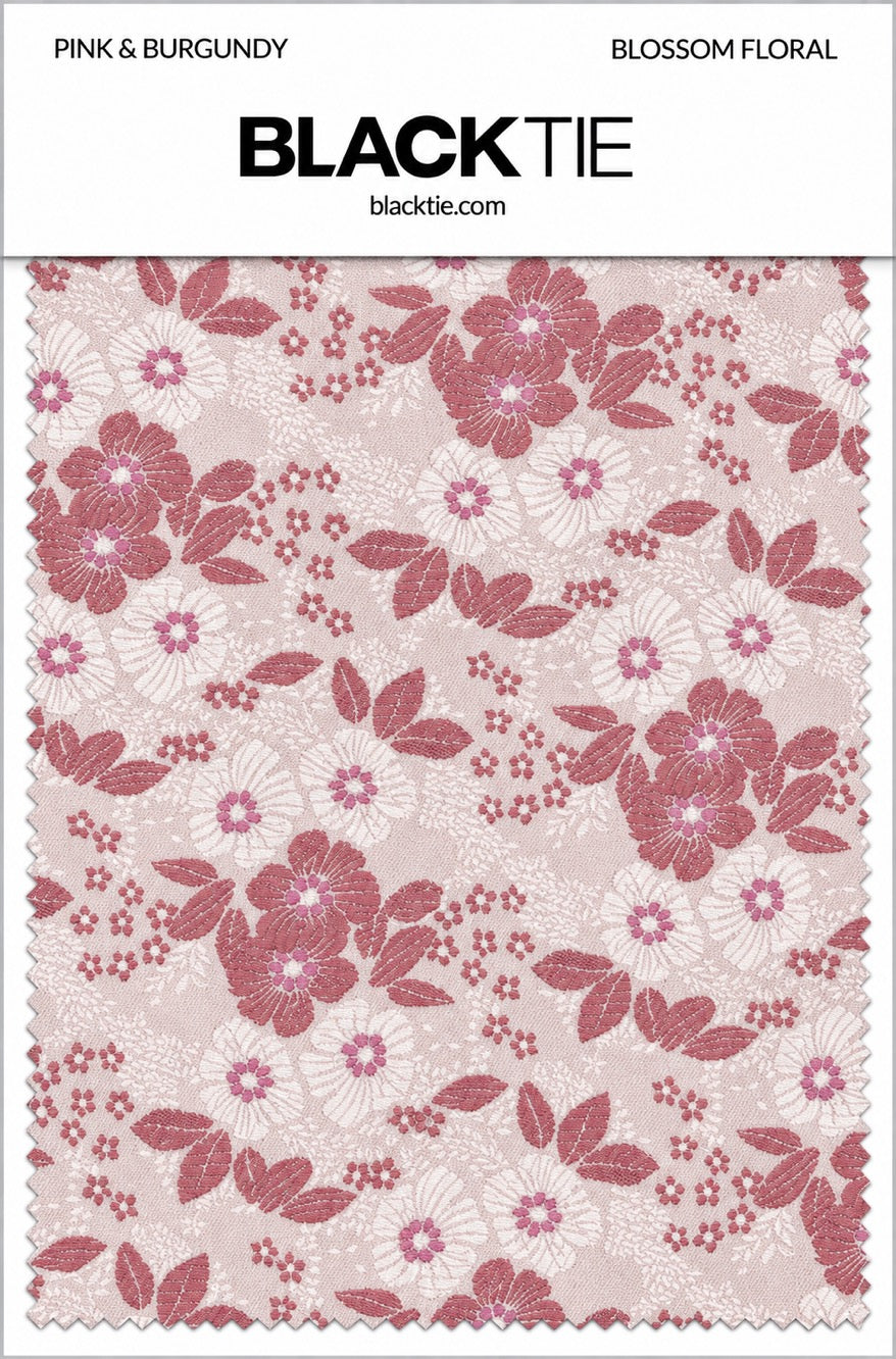 Ted Stanford Pink & Burgundy Blossom Floral Necktie