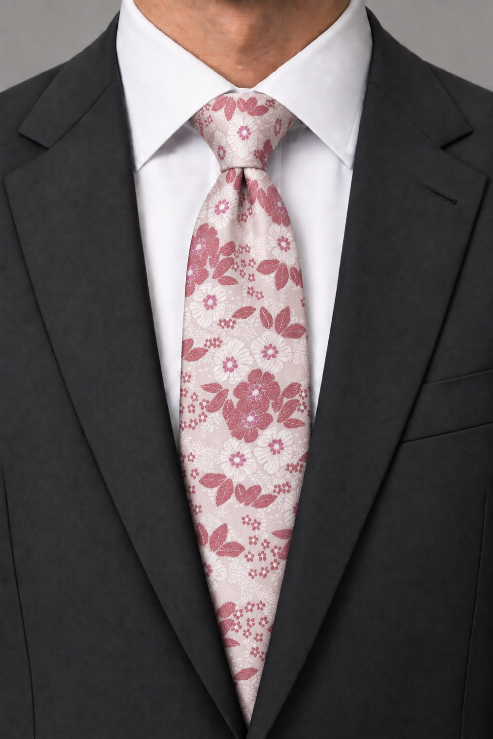 Ted Stanford Pink & Burgundy Blossom Floral Necktie