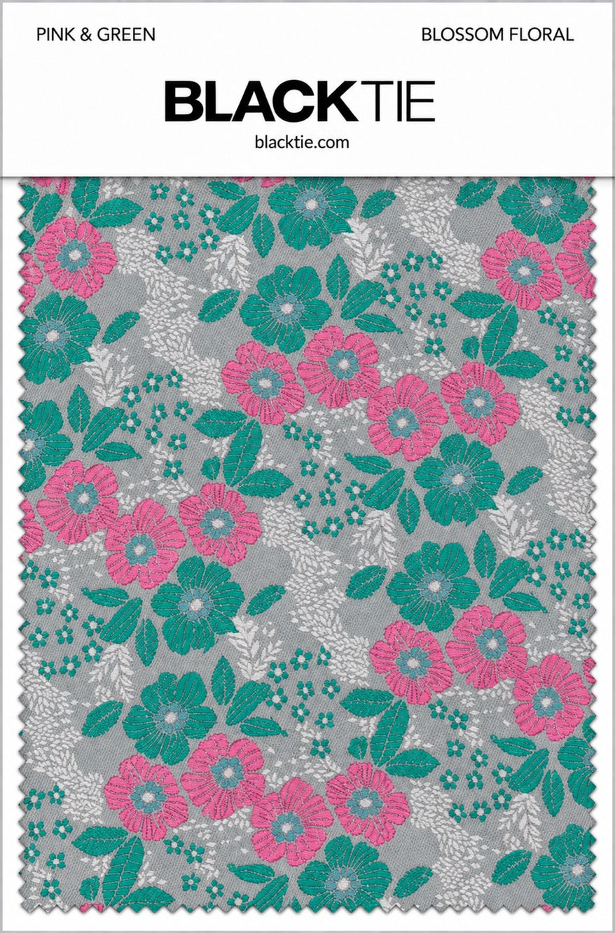 Ted Stanford Pink & Green Blossom Floral Necktie