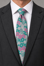 Ted Stanford Pink & Green Blossom Floral Necktie