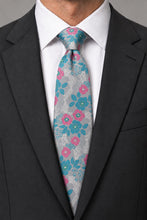 Ted Stanford Pink & Turquoise Blossom Floral Necktie