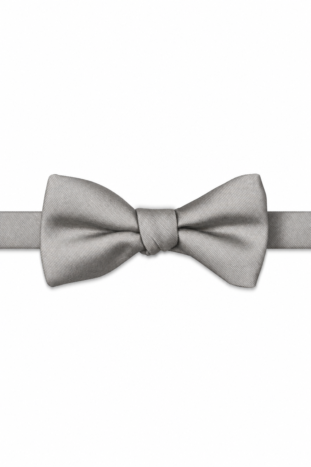 Platinum Modern Solid Bow Tie - pre-tied bow tie, front view
