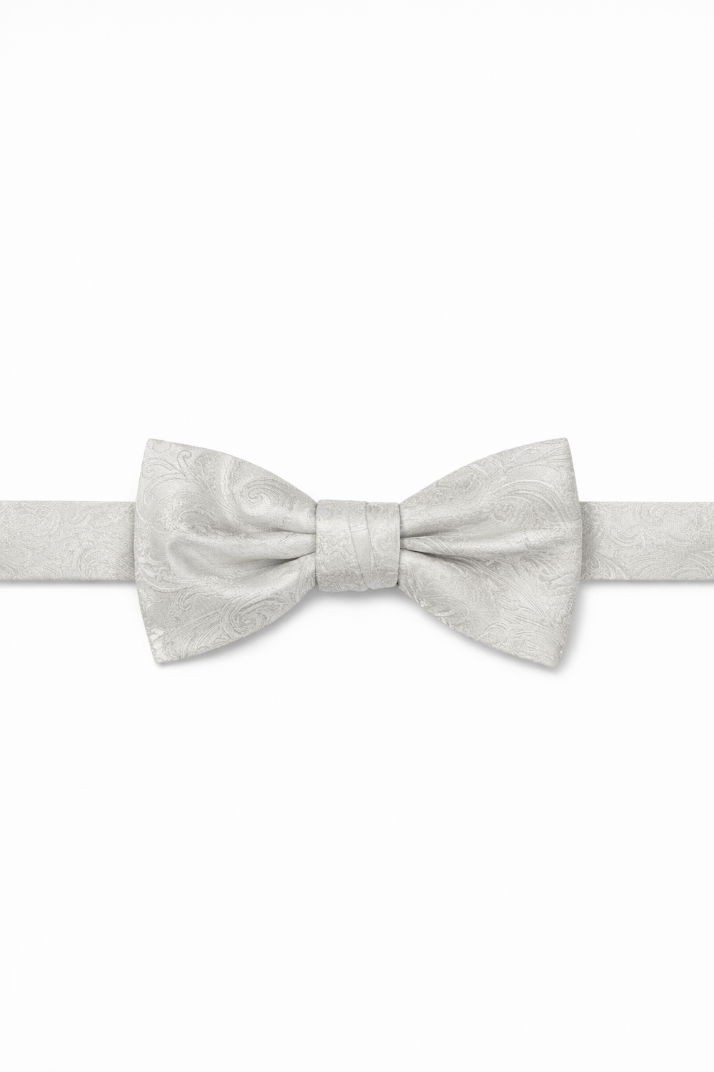 Cristoforo Cardi Pre-Tied Platinum Paisley Silk Bow Tie