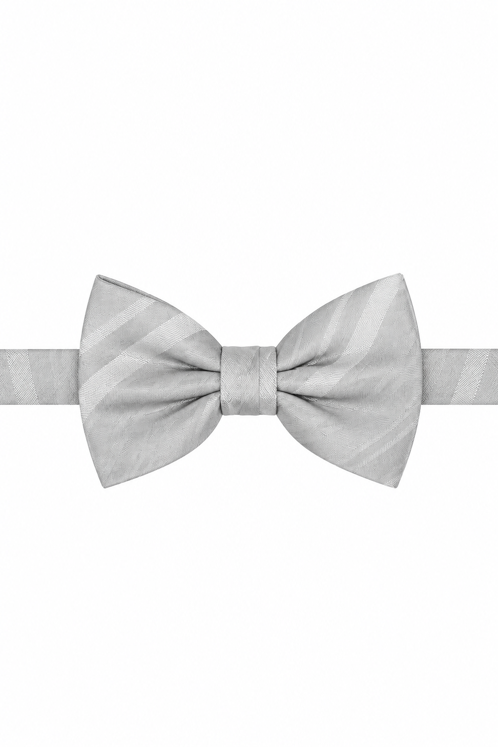 Cardi Pre-Tied Platinum Striped Satin Bow Tie