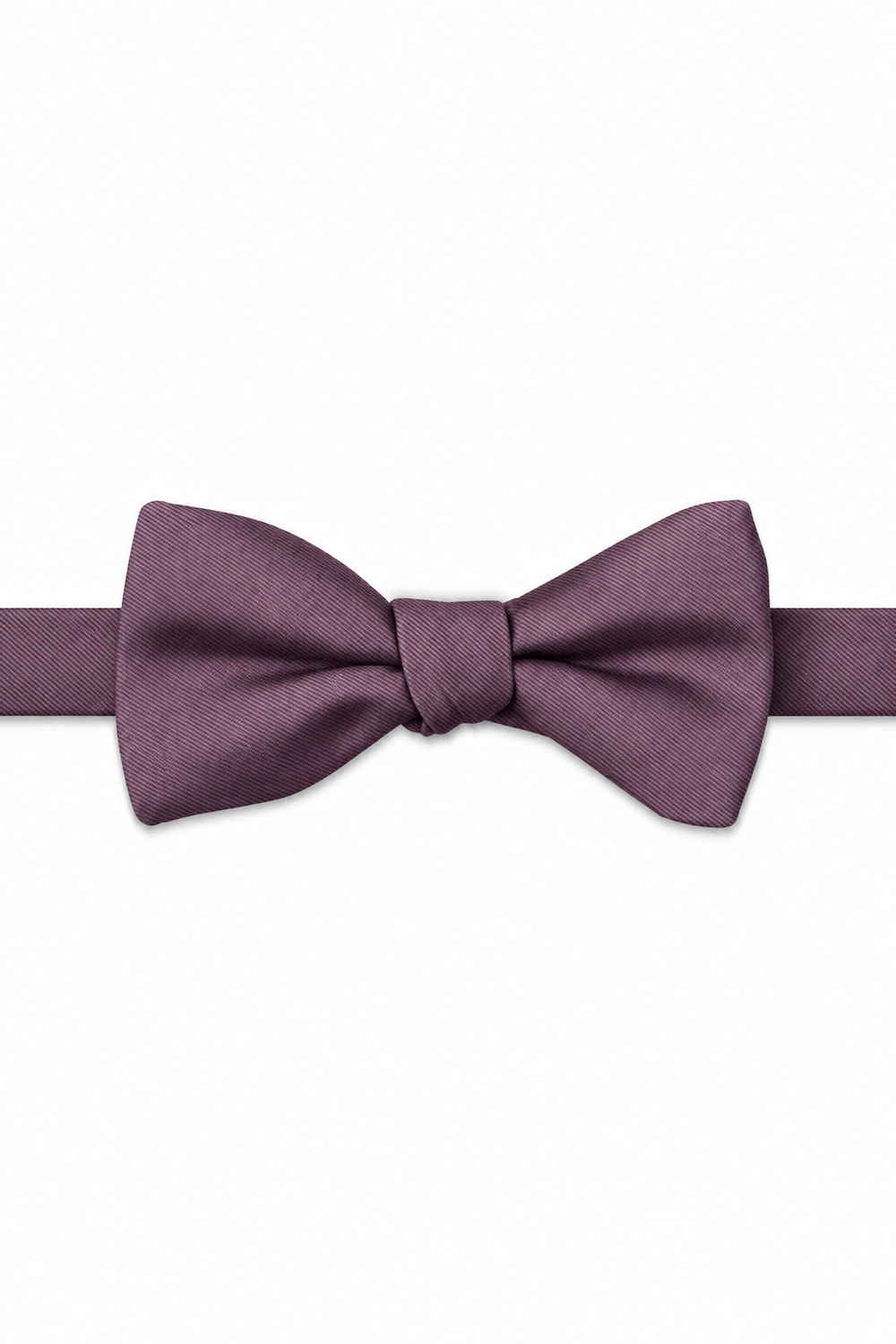 Plum Modern Solid Bow Tie - pre-tied bow tie, front view