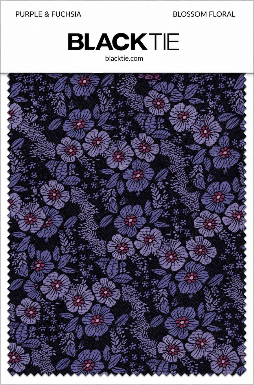 Ted Stanford Purple & Fuchsia Blossom Floral Necktie