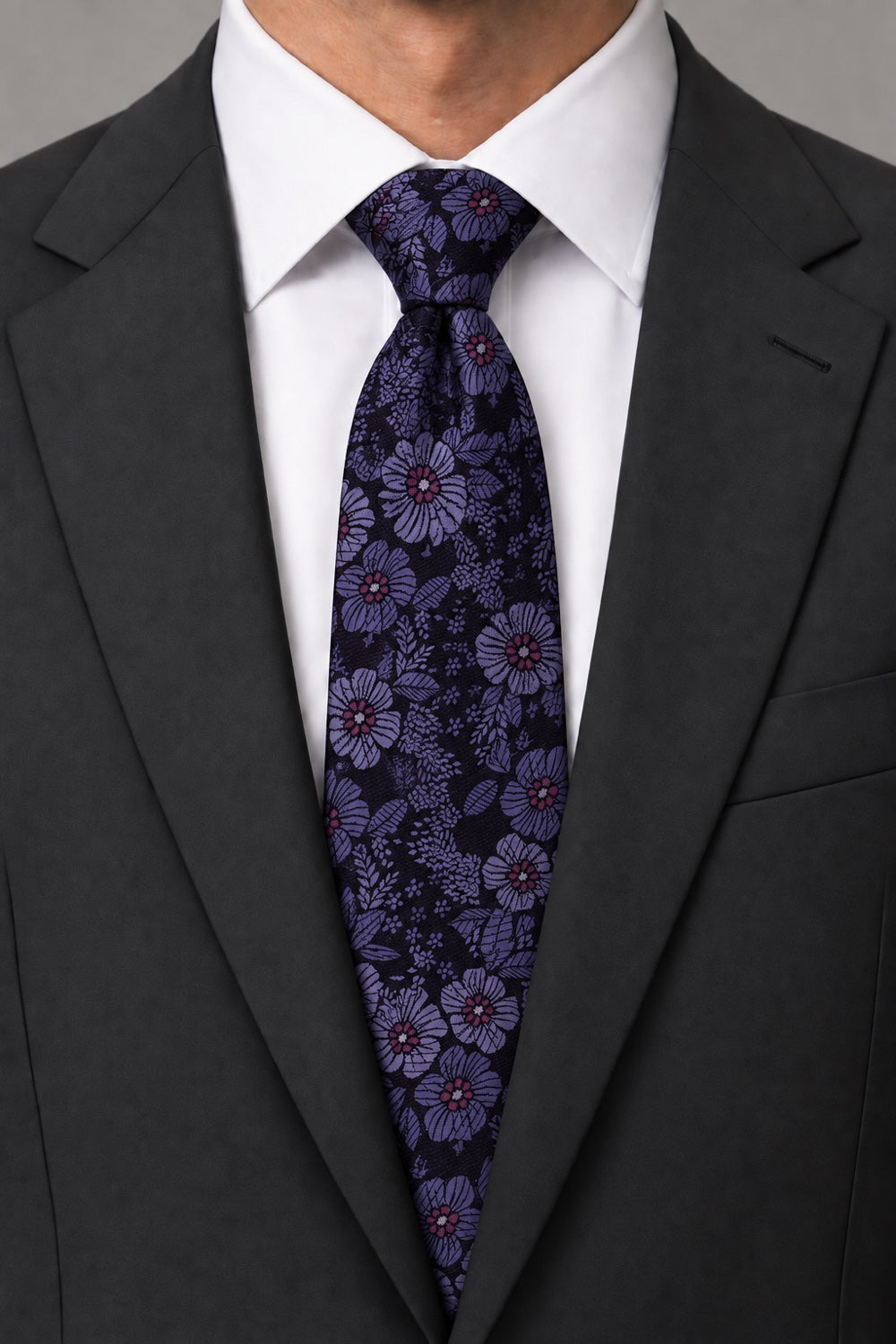 Ted Stanford Purple & Fuchsia Blossom Floral Necktie