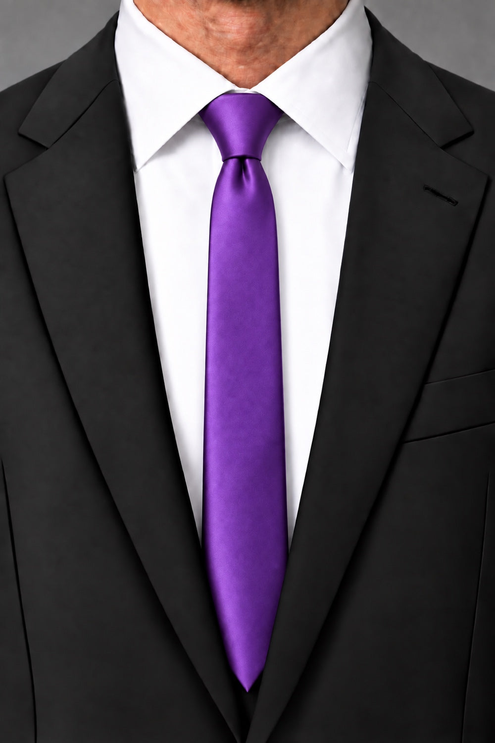 Cardi Purple Luxury Satin Skinny Necktie