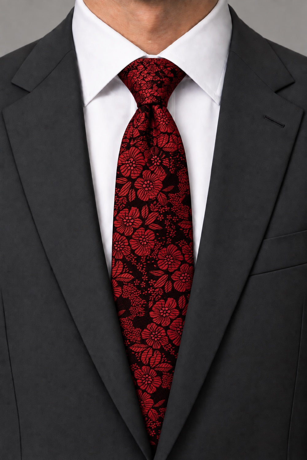Ted Stanford Red Blossom Floral Necktie