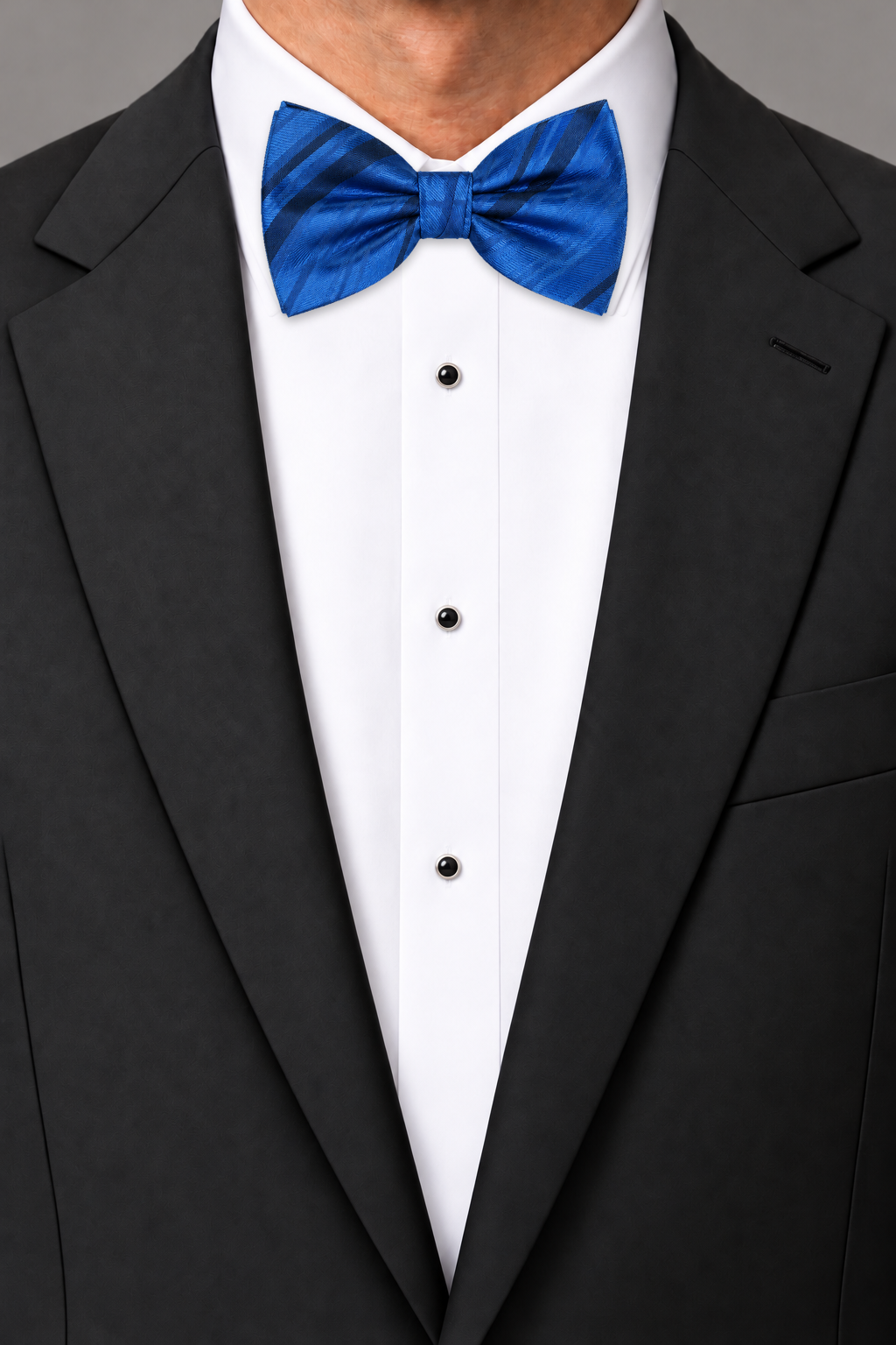 Cardi Royal Blue Striped Satin Bow Tie