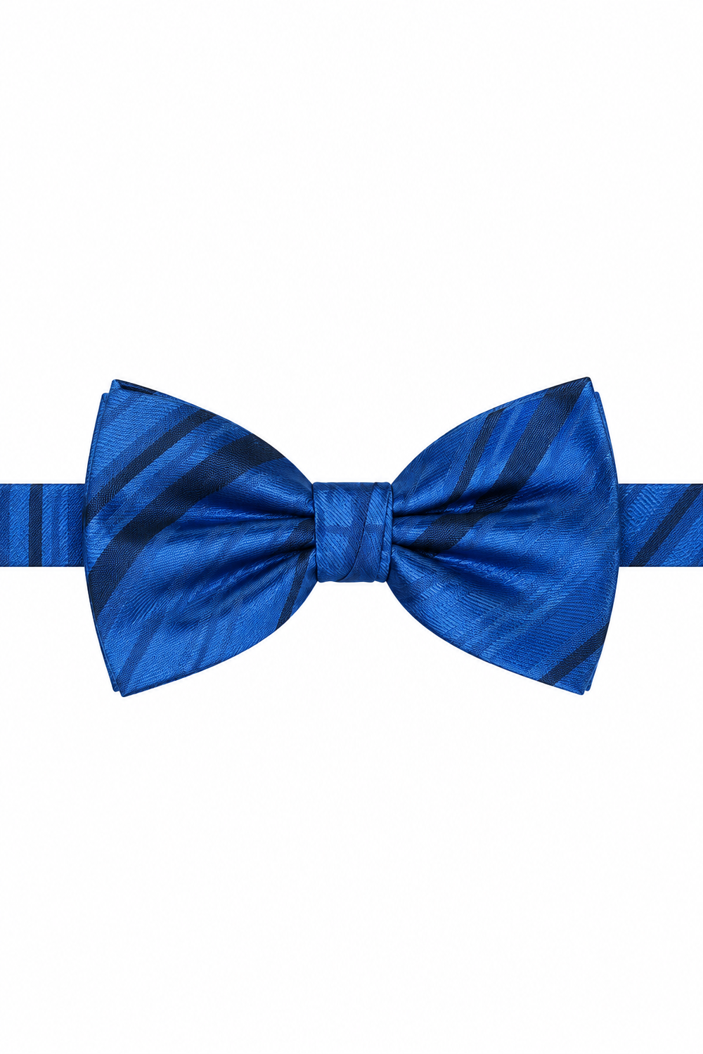 Cardi Pre-Tied Royal Blue Striped Satin Bow Tie