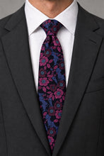 Ted Stanford Royal & Fuchsia Blossom Floral Necktie