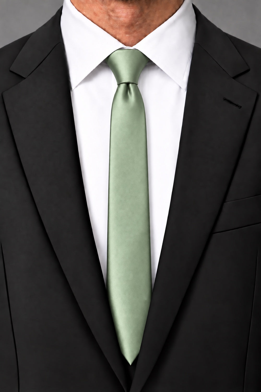 Cardi Sage Luxury Satin Skinny Necktie