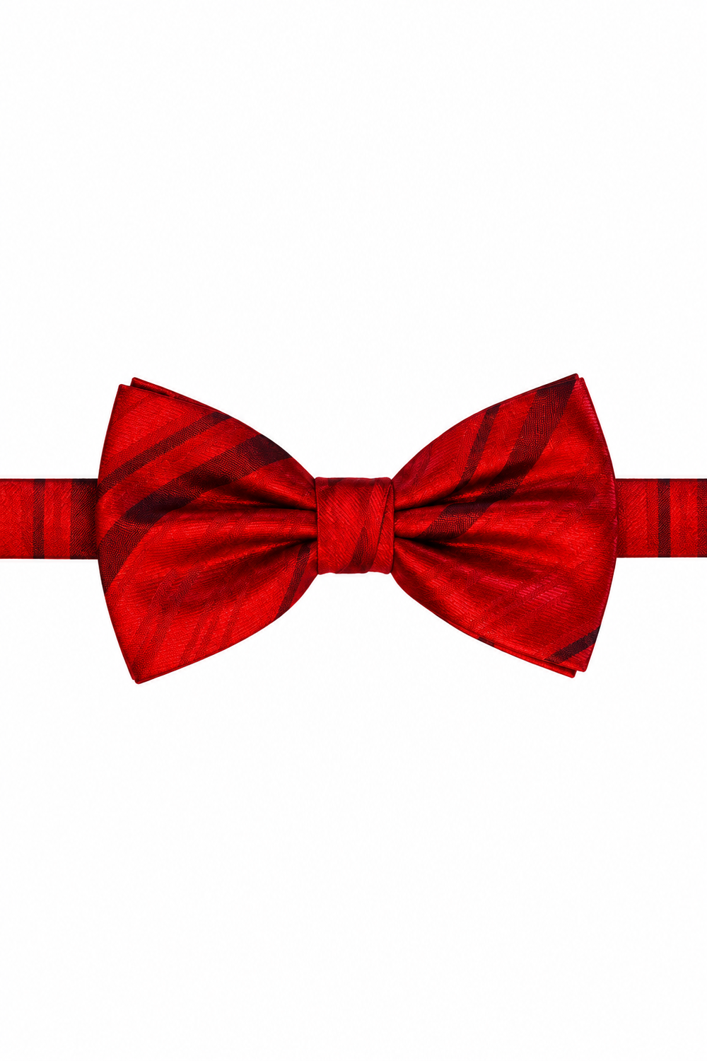 Cardi Pre-Tied Scarlet Striped Satin Bow Tie