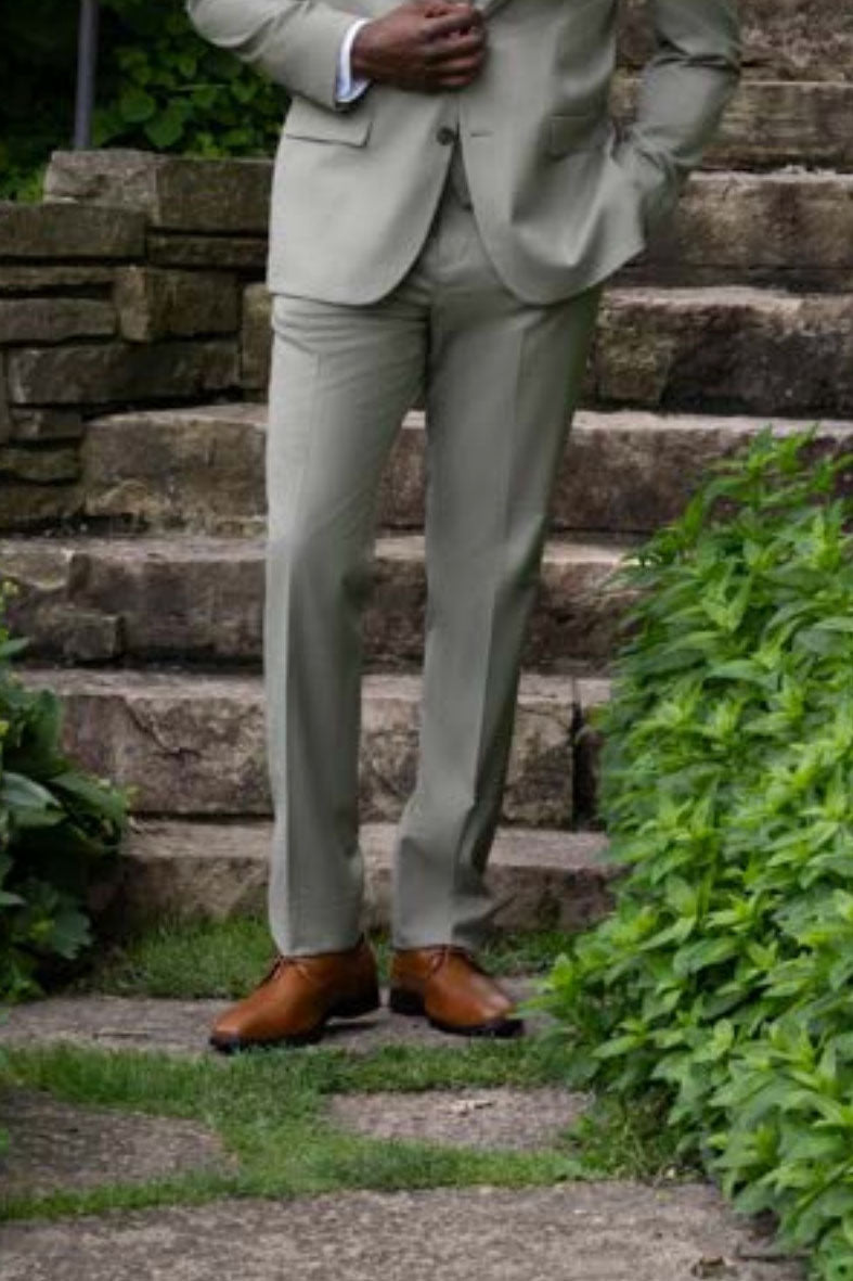 Couture 1910 "Sharkskin" Celadon Green Plain Front Pants