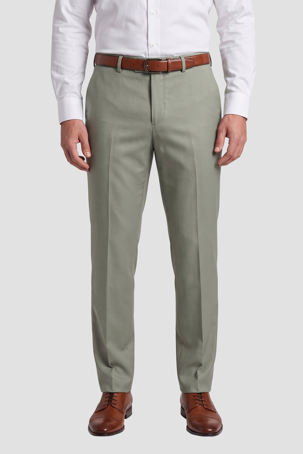 Couture 1910 "Sharkskin" Celadon Green Plain Front Pants