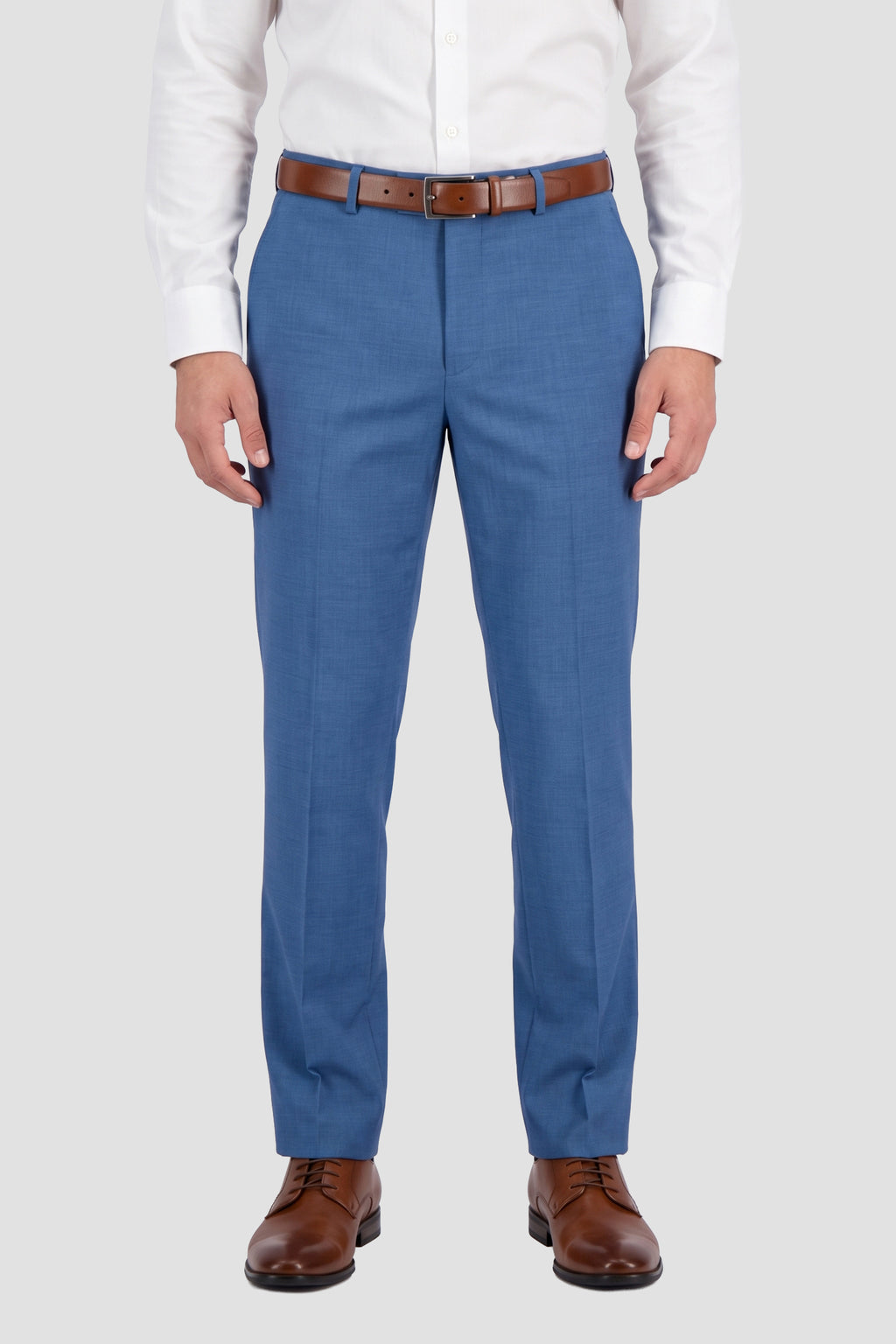 Couture 1910 "Sharkskin" Marine Blue Plain Front Pants
