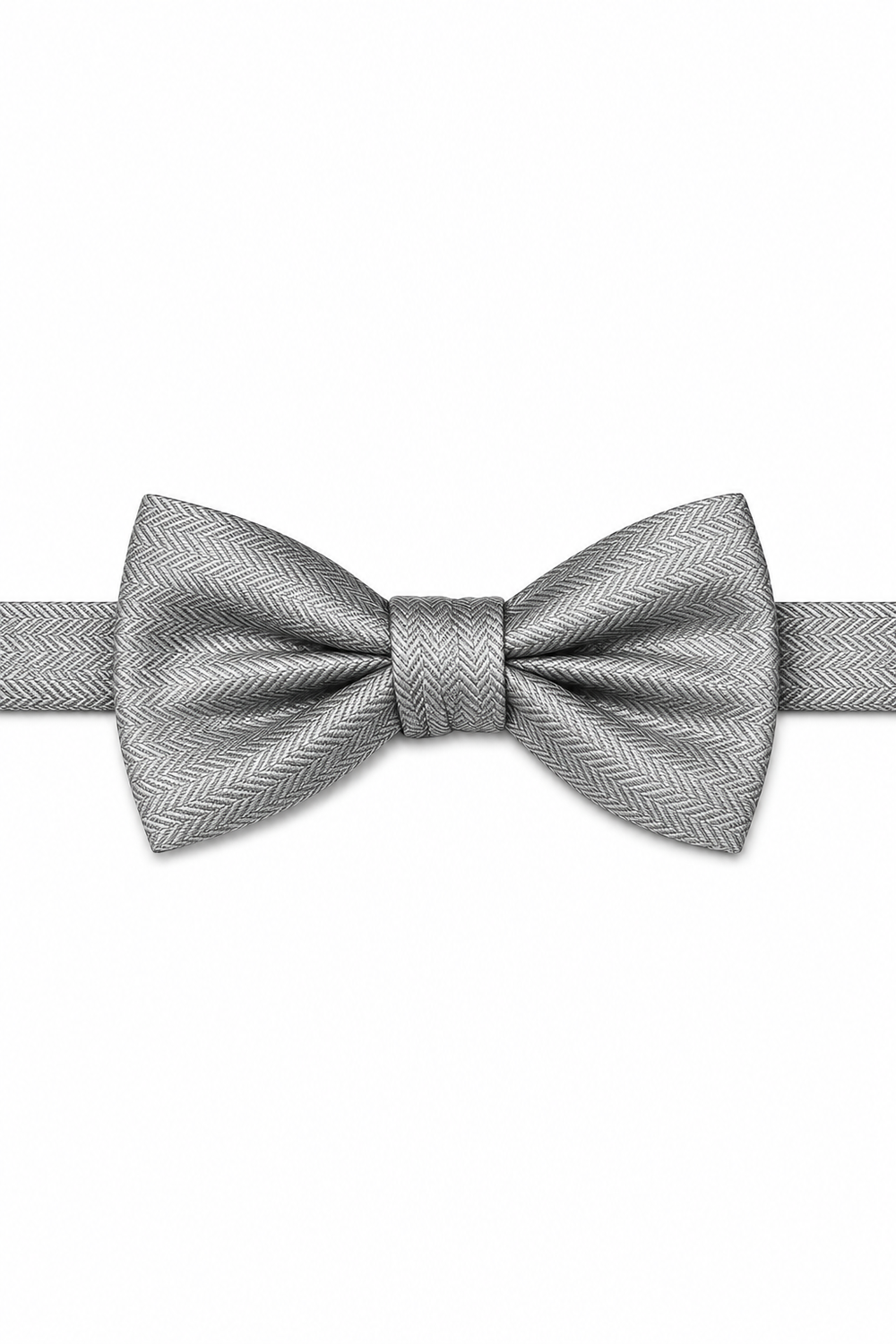 Cardi Silver Herringbone Bow Tie